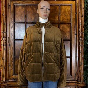 NWOT Forever 21 Brown Velour Ribbed Puffer Jacket